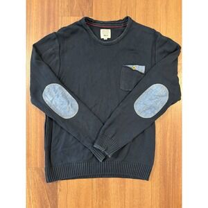 MCS Rugged & Refined Men's XXL Navy Sweater Denim Elbow Patches Pocket